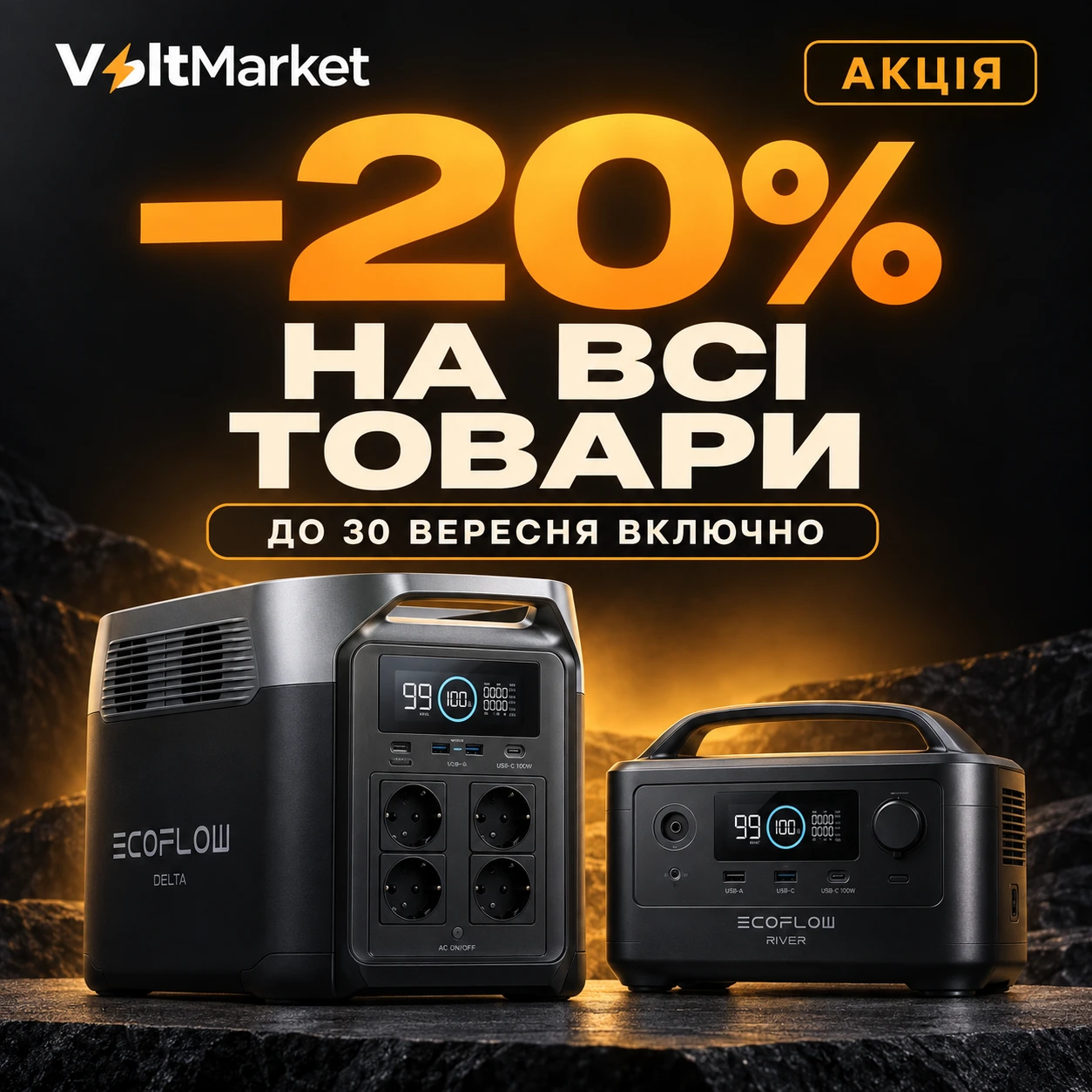 Акція VoltMarket: знижка 20% на всі товари до 30 вересня включно